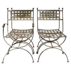 Vintage Regency “Amalfi” Wrought Iron Dining Chairs After Papperzini - Set of 4