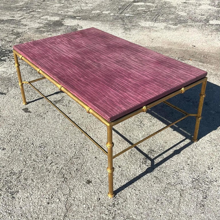 Vintage Regency Amanda Nisbet for Niermann Weeks Gilt Bamboo Coffee Table In Good Condition For Sale In west palm beach, FL