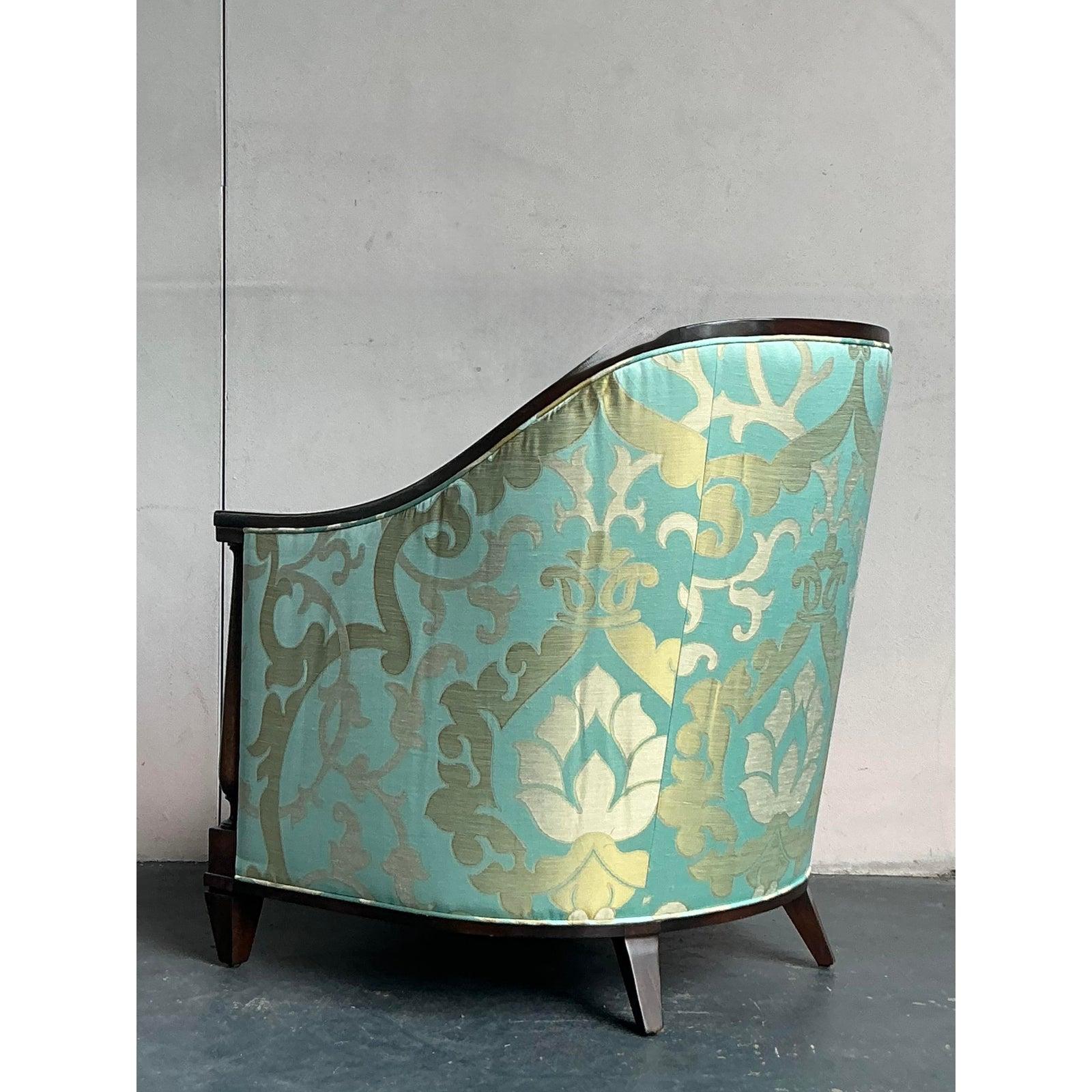 Tissu Chaise longue vintage Regency Andre Tufted Channel en vente