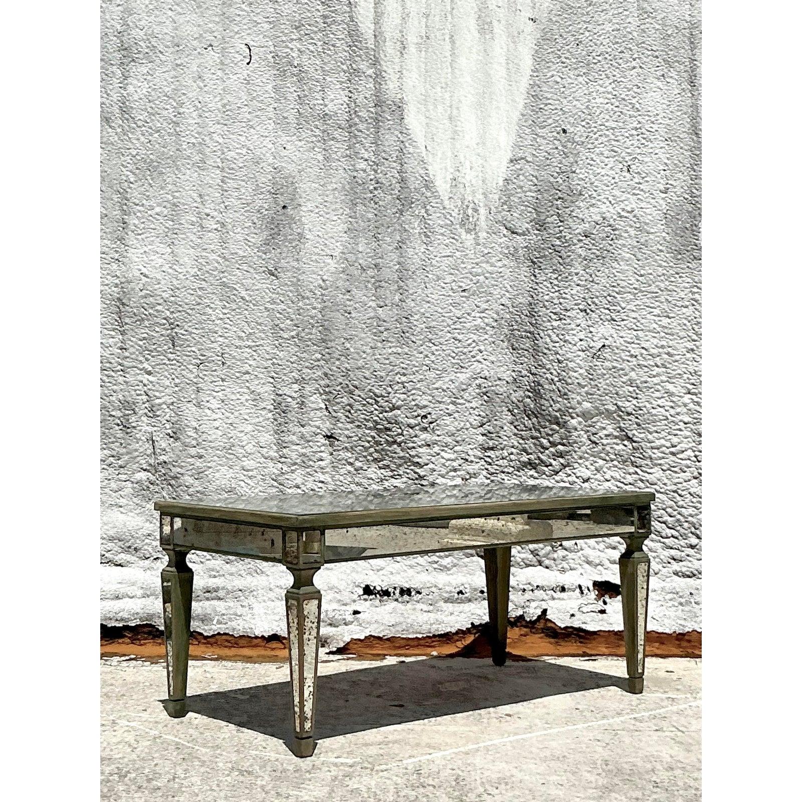 Table basse Vintage Regency Antique Mirror Bon état - En vente à west palm beach, FL