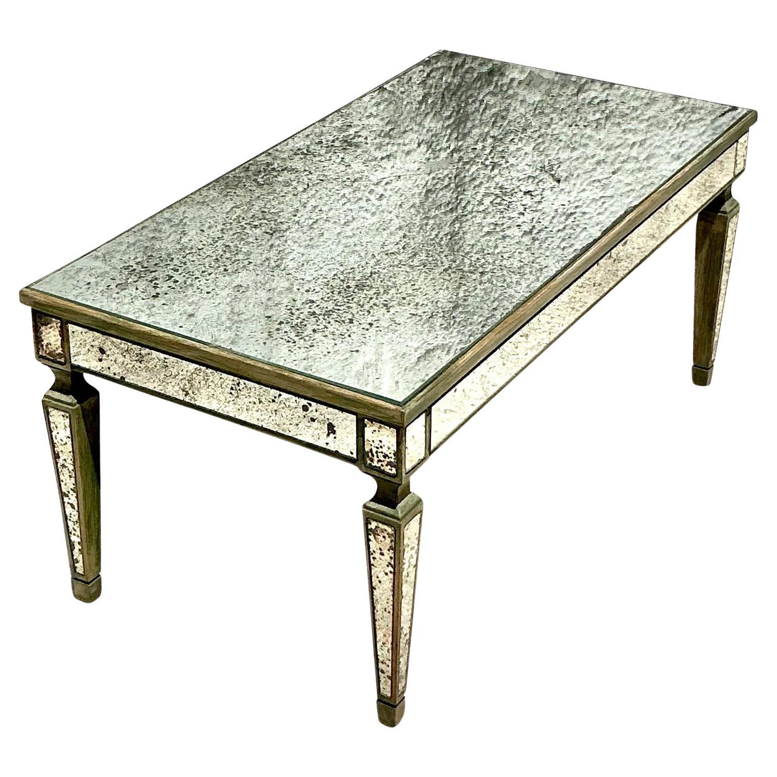 Vintage Regency Antiqued Mirror Coffee Table