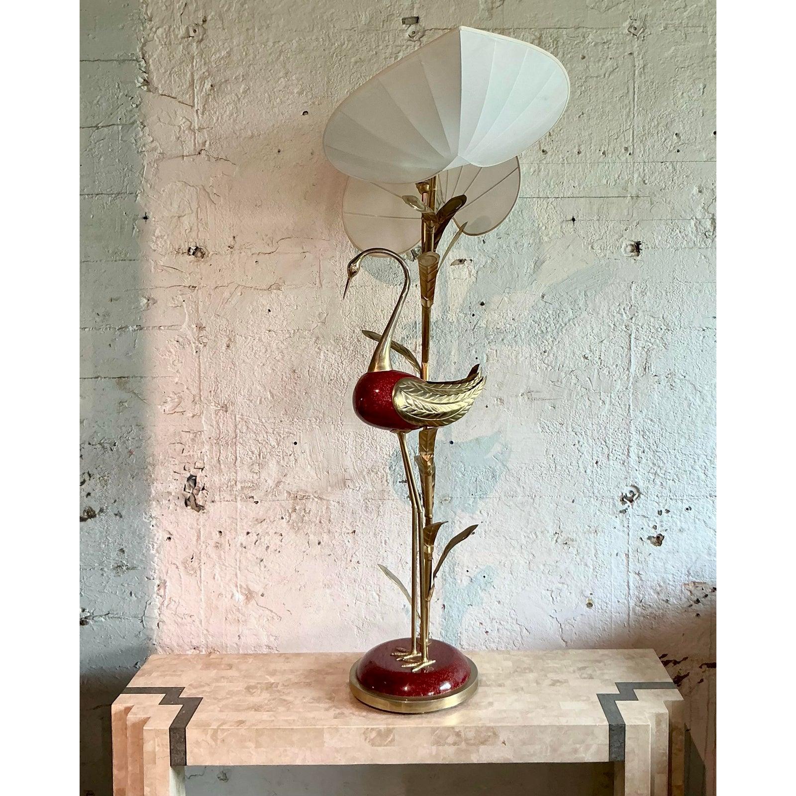 Lámpara Vintage Regency Antonio Pavia Flamingo Chinoiserie en venta