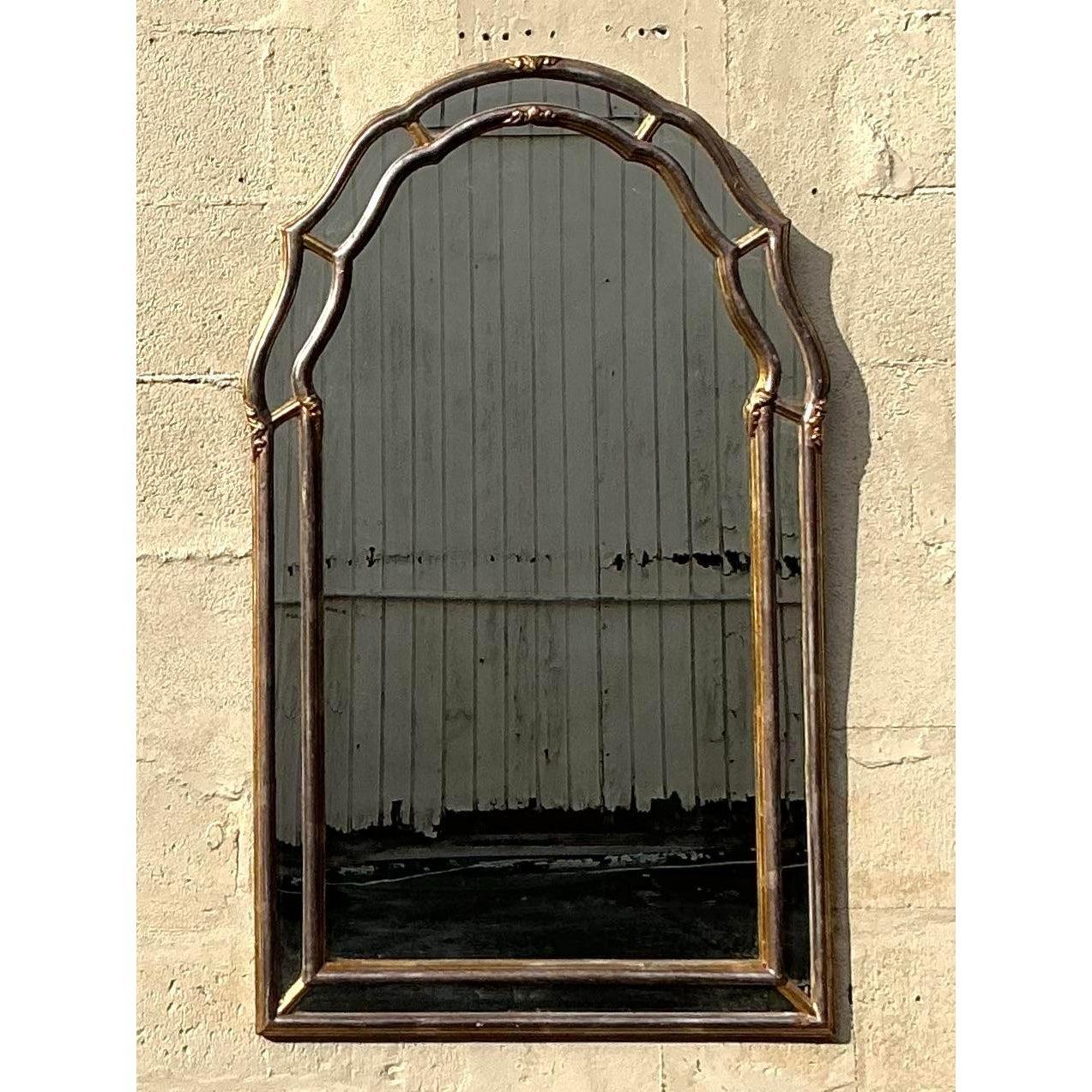 Specchio ad arco d'argento dorato vintage Regency In condizioni buone in vendita a west palm beach, FL