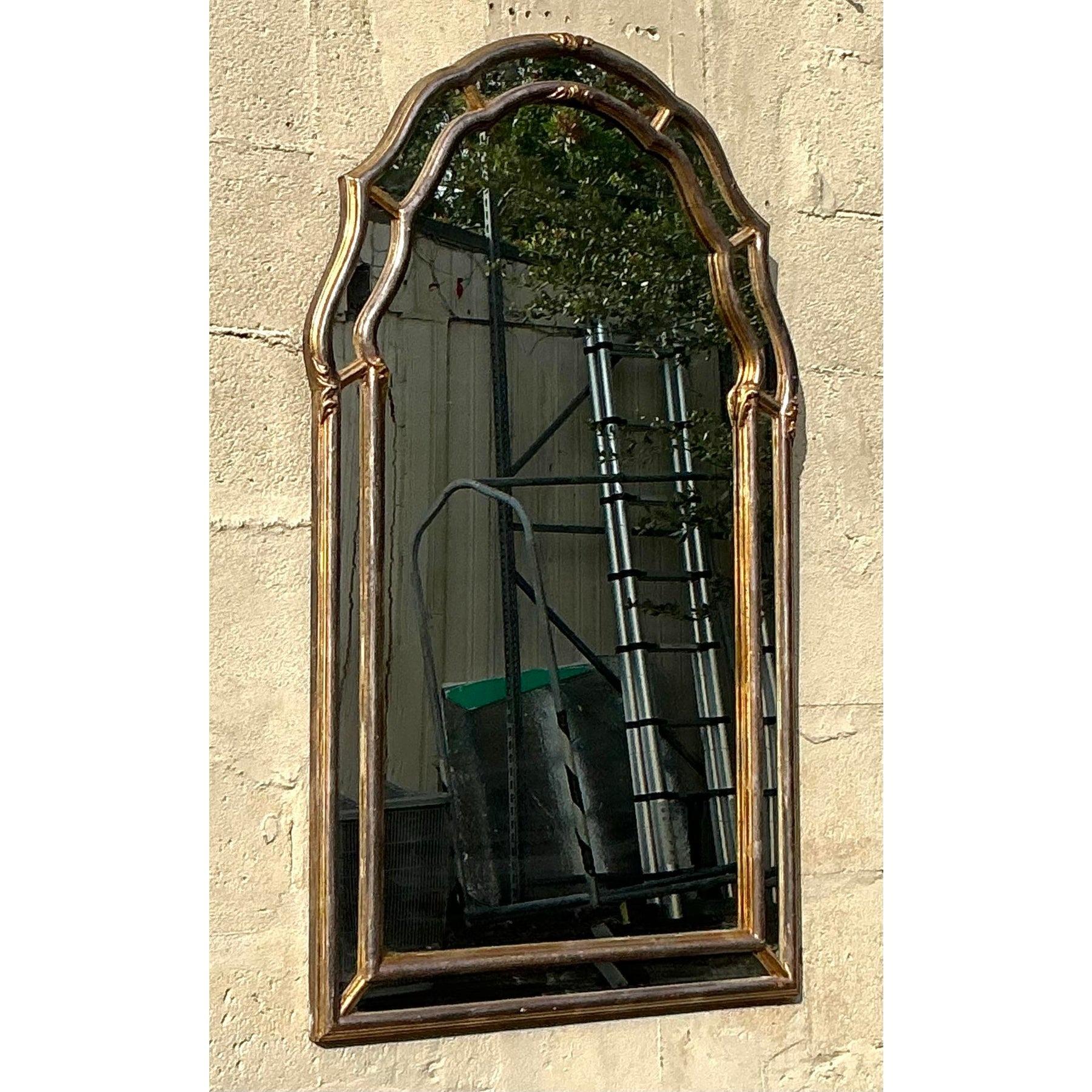 XX secolo Specchio ad arco d'argento dorato vintage Regency in vendita