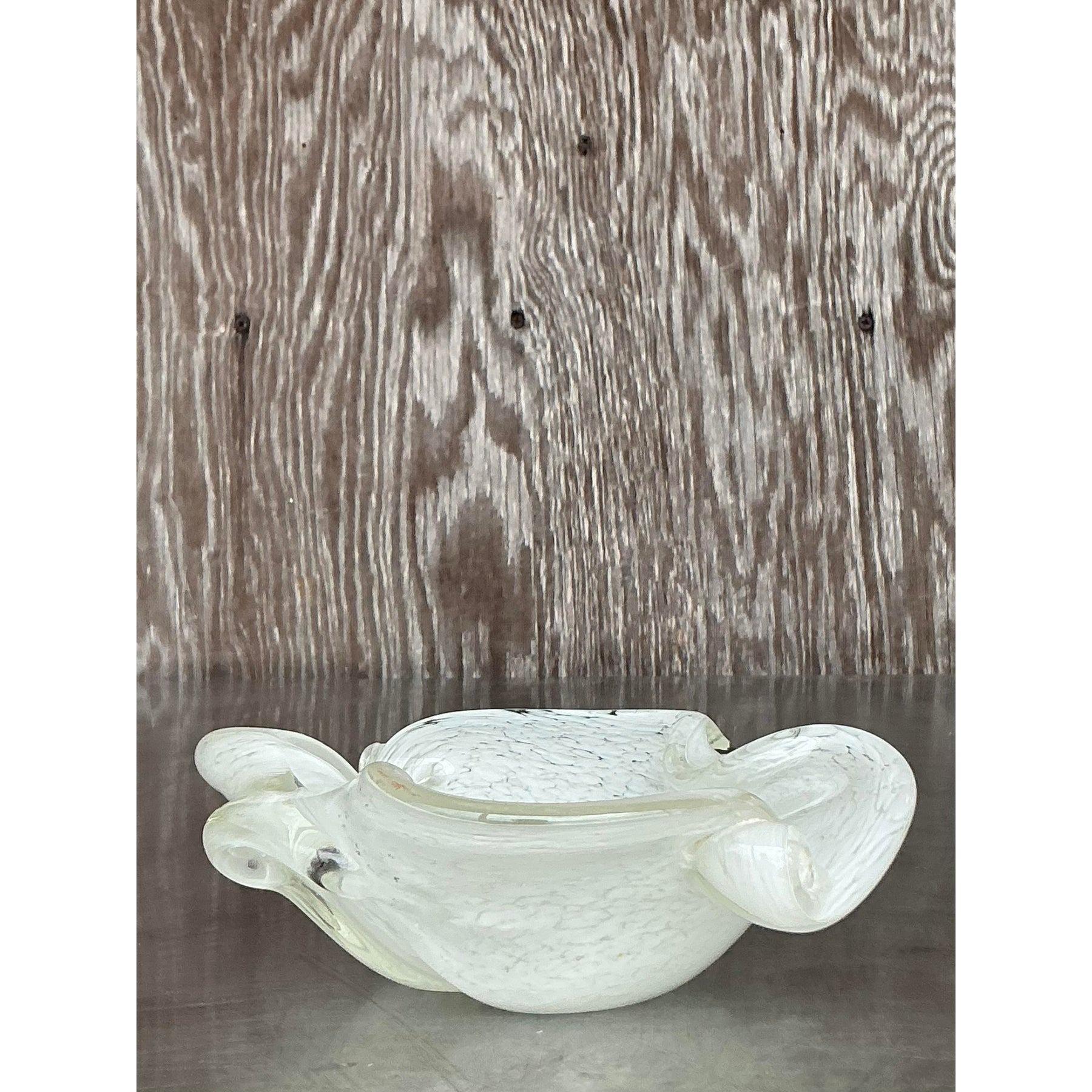 Cuenco Vintage Regency de cristal artístico de Murano Moderno de mediados de siglo