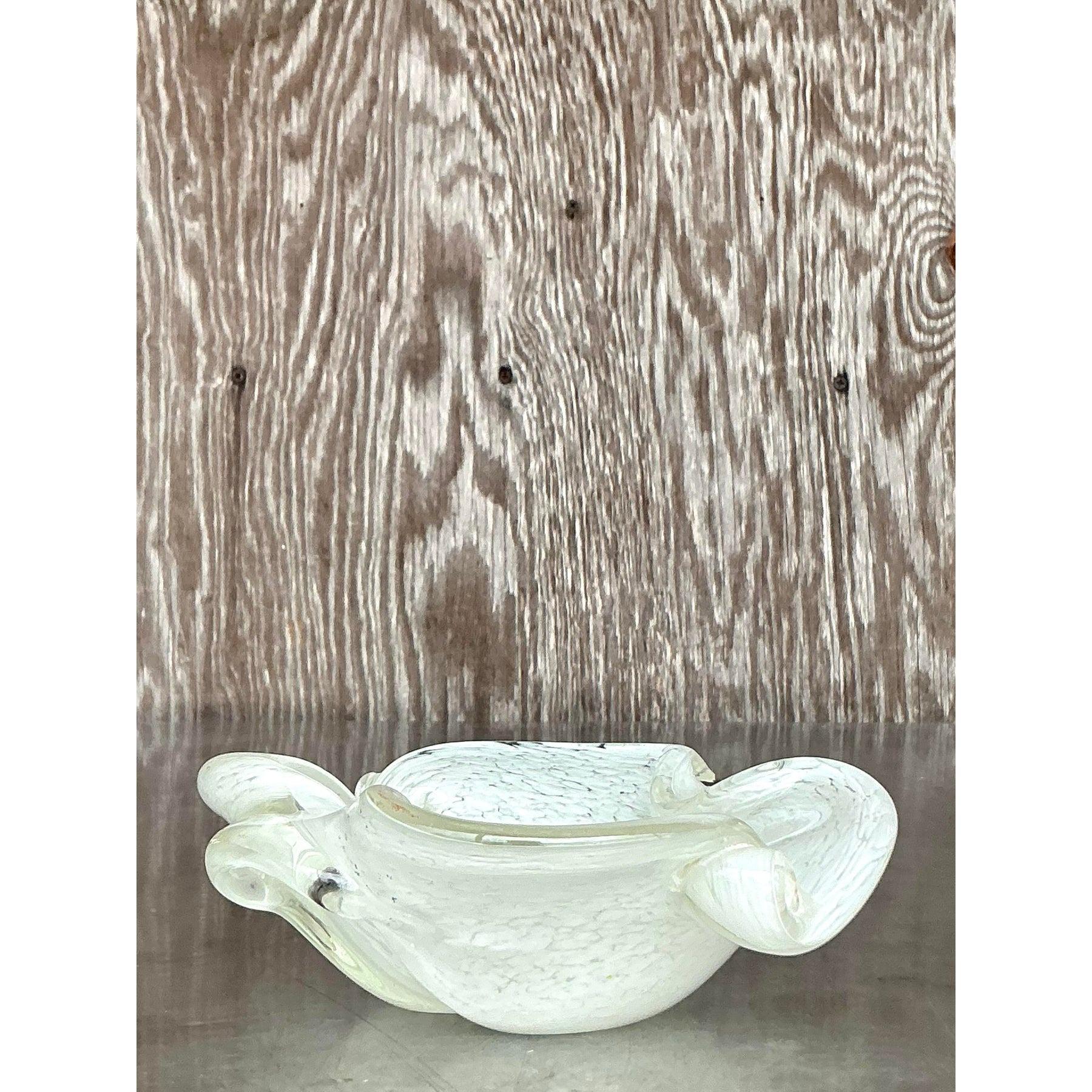Cuenco Vintage Regency de cristal artístico de Murano Italiano