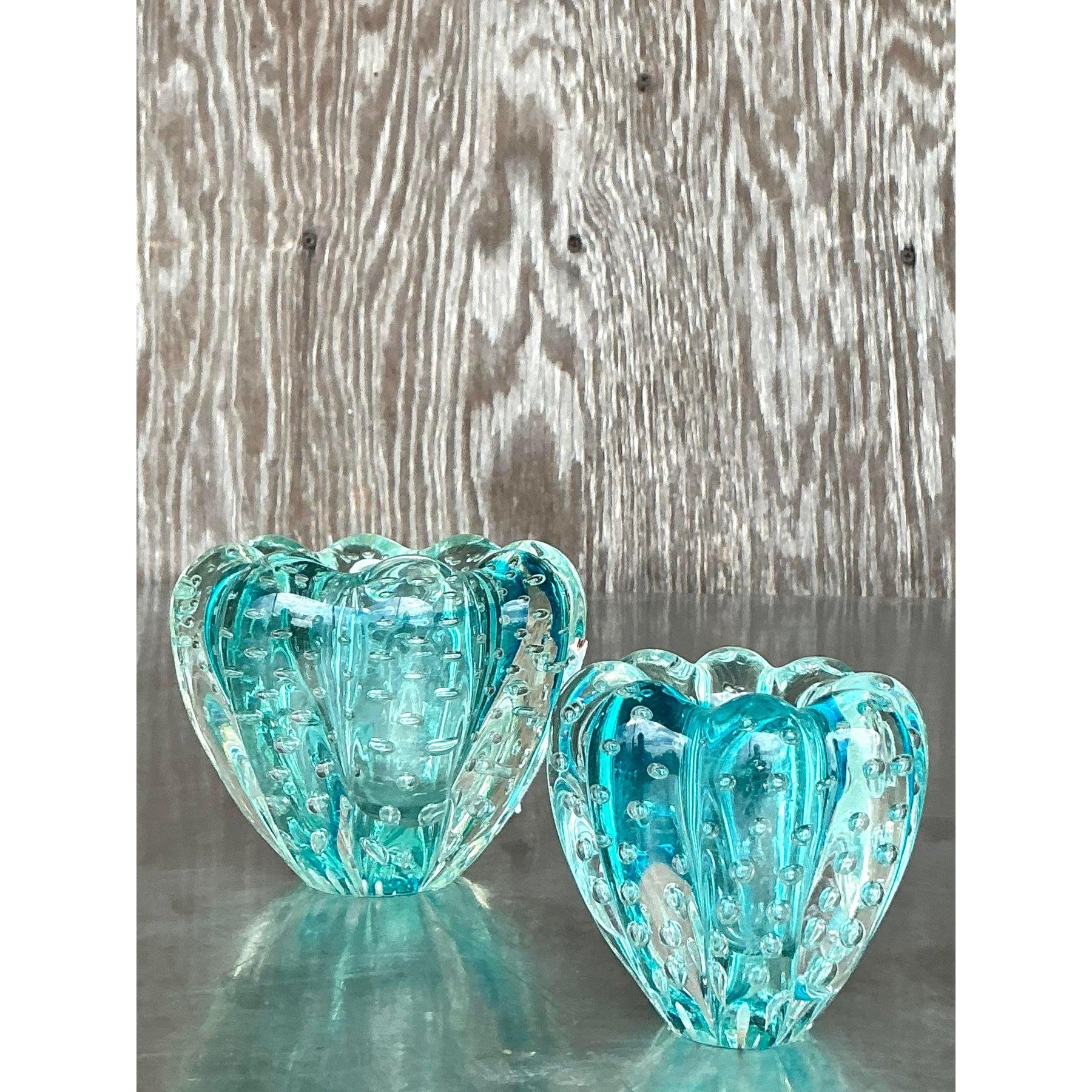 Américain Bols en verre d'art Regency d'après Murano - Lot de 2 en vente