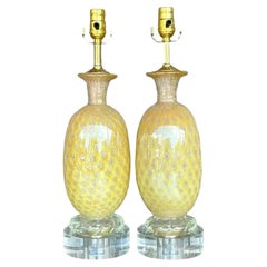 Vintage Regency-Kunstglaslampen nach Murano im Regency-Stil, Paar