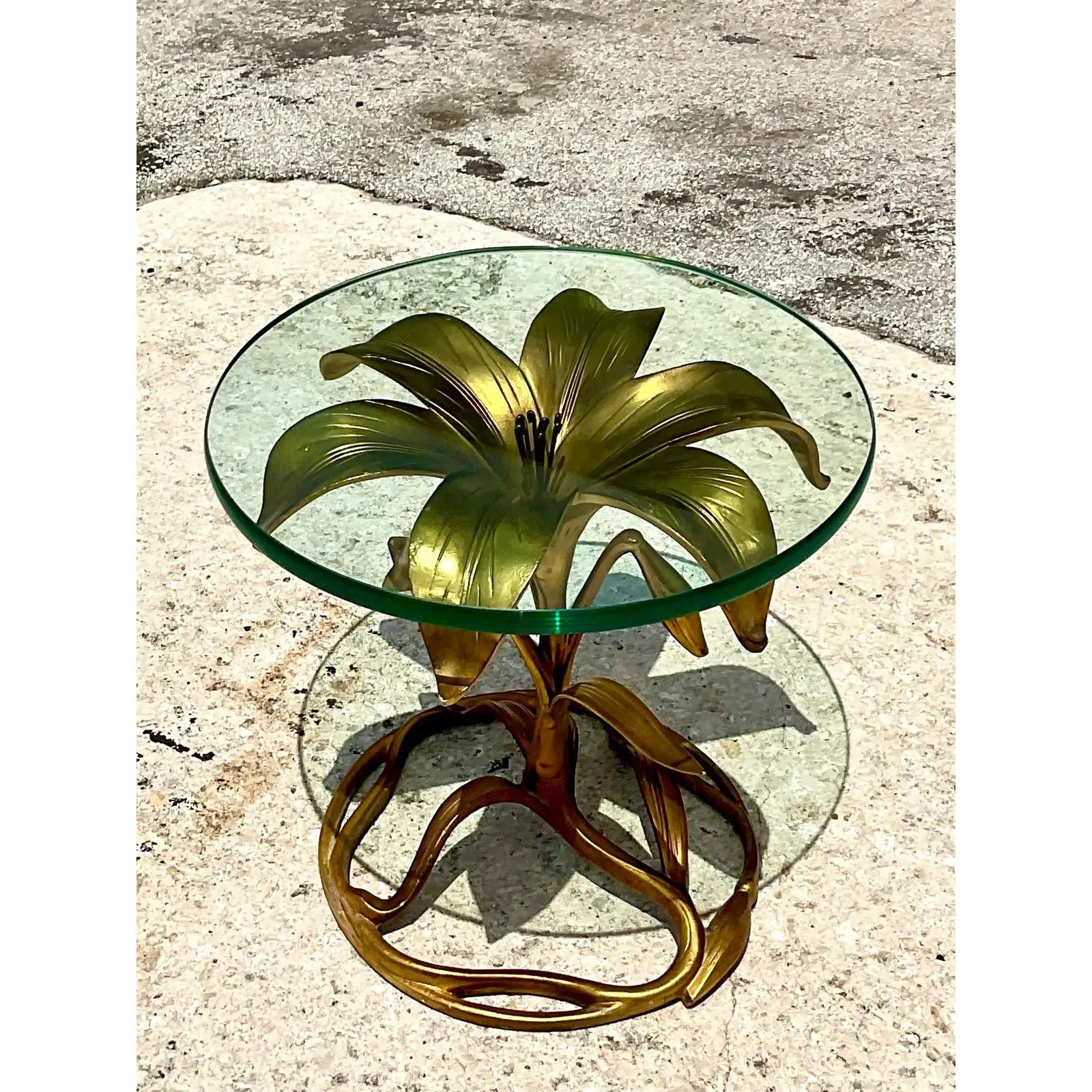 Vintage Regency Arthur Court Lily Side Table In Good Condition In west palm beach, FL