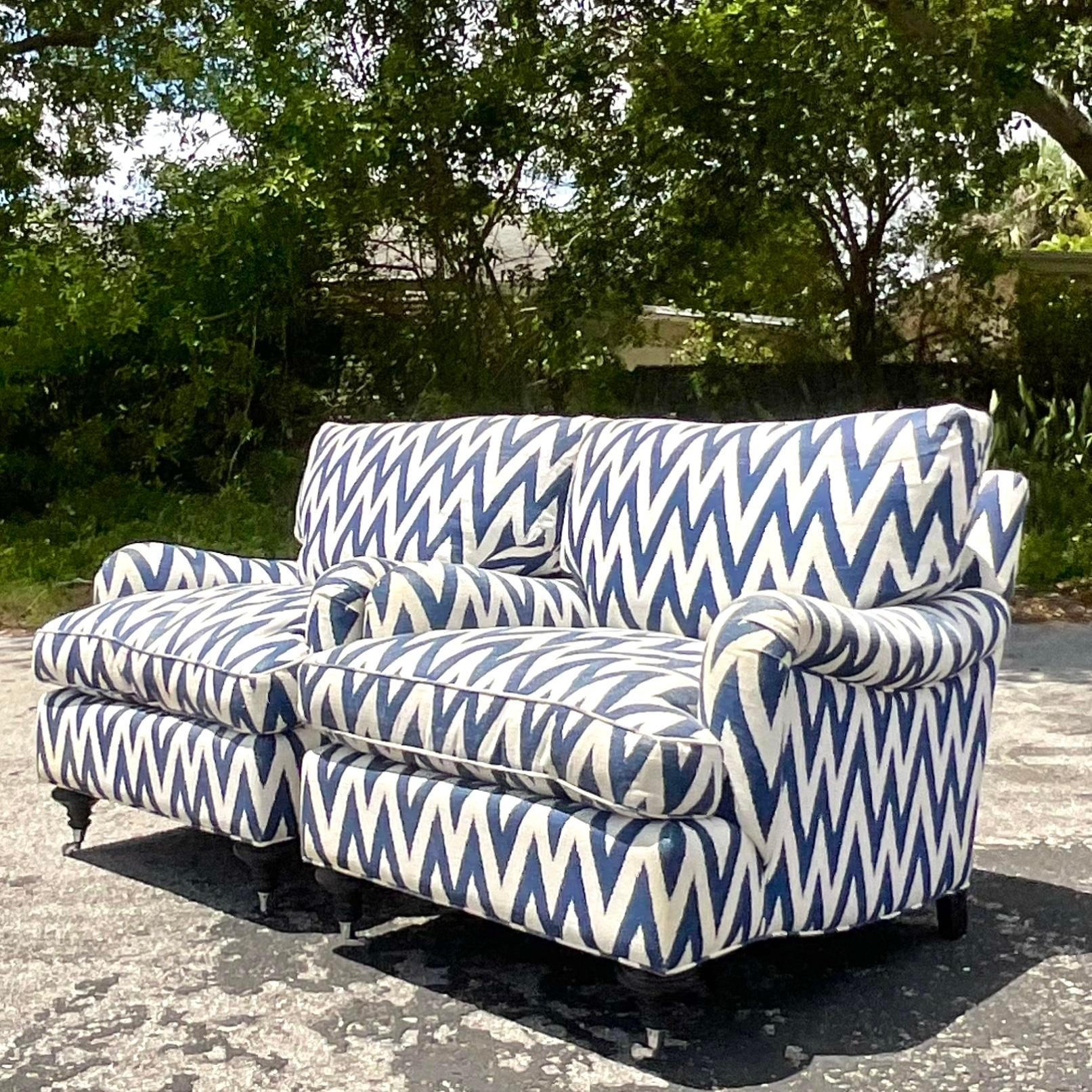Vintage Regency Avery Boardman English Roll Arm Lounge Chairs - a Pair In Good Condition In West Palm Beach, FL