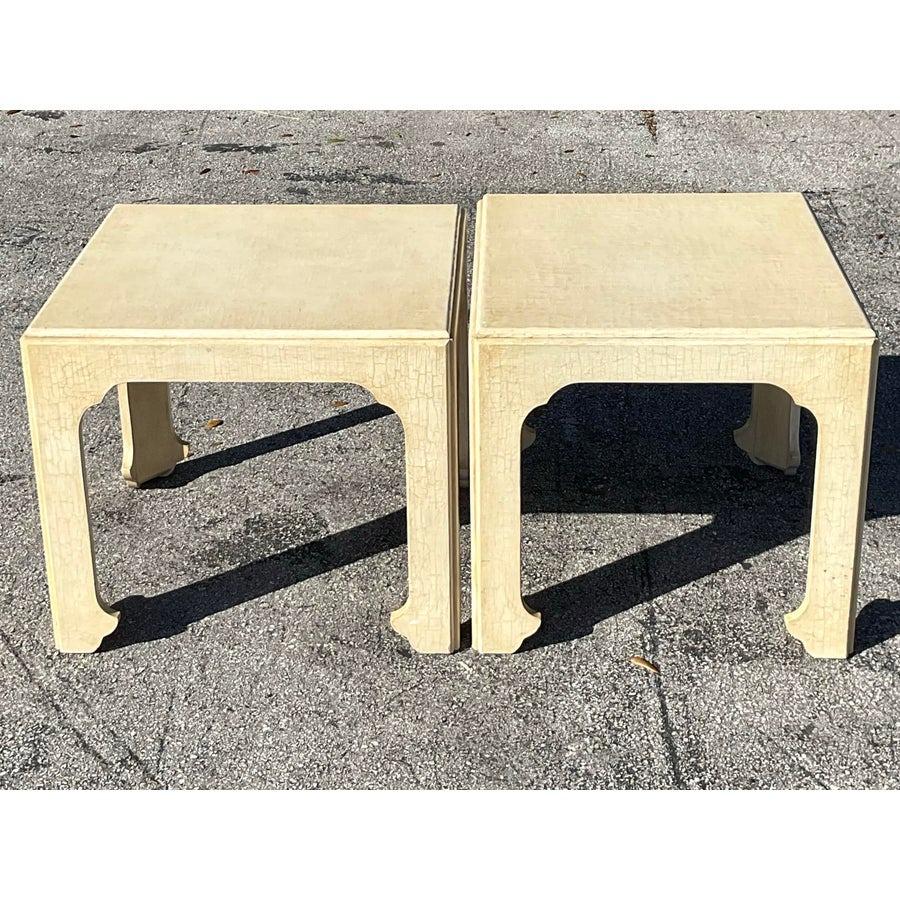 Vintage Regency Baker Crackle Side Tables - a Pair For Sale 1