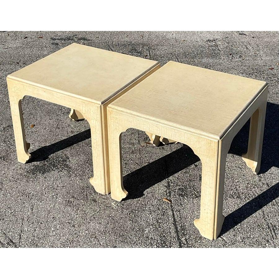 Vintage Regency Baker Crackle Side Tables - a Pair For Sale 2