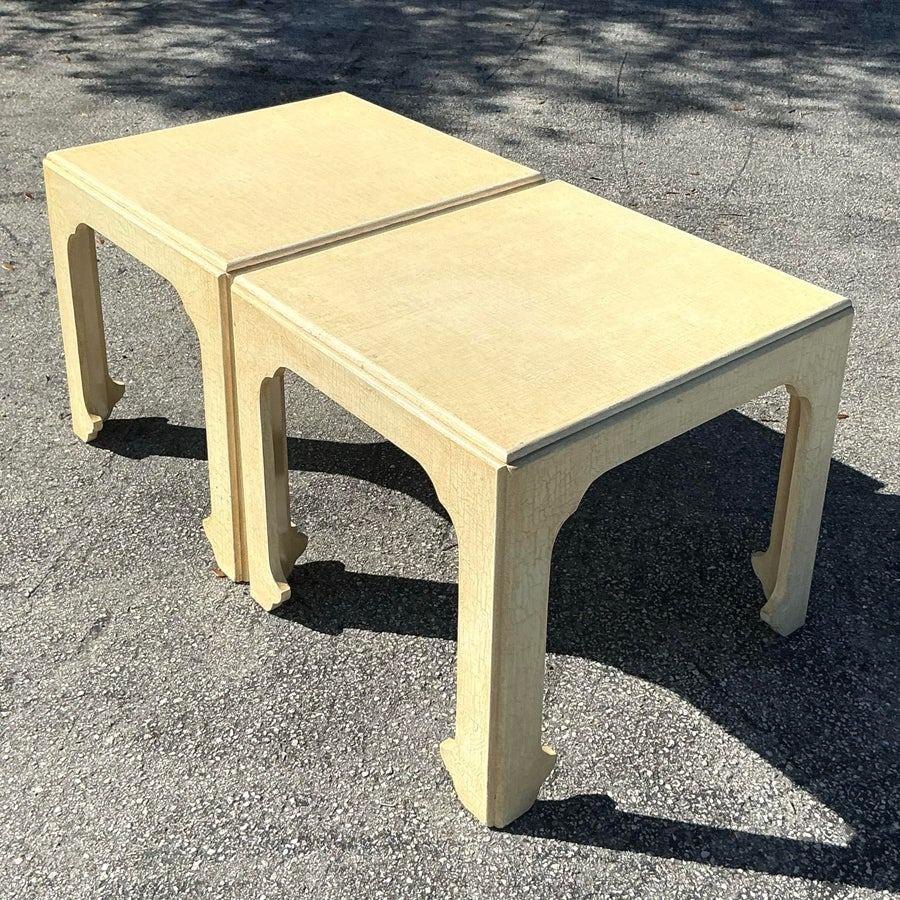 Vintage Regency Baker Crackle Side Tables - a Pair For Sale 3