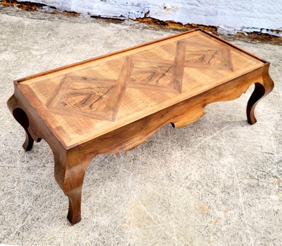 American Vintage Regency Baker Diamond Burl-Wood Coffee Table