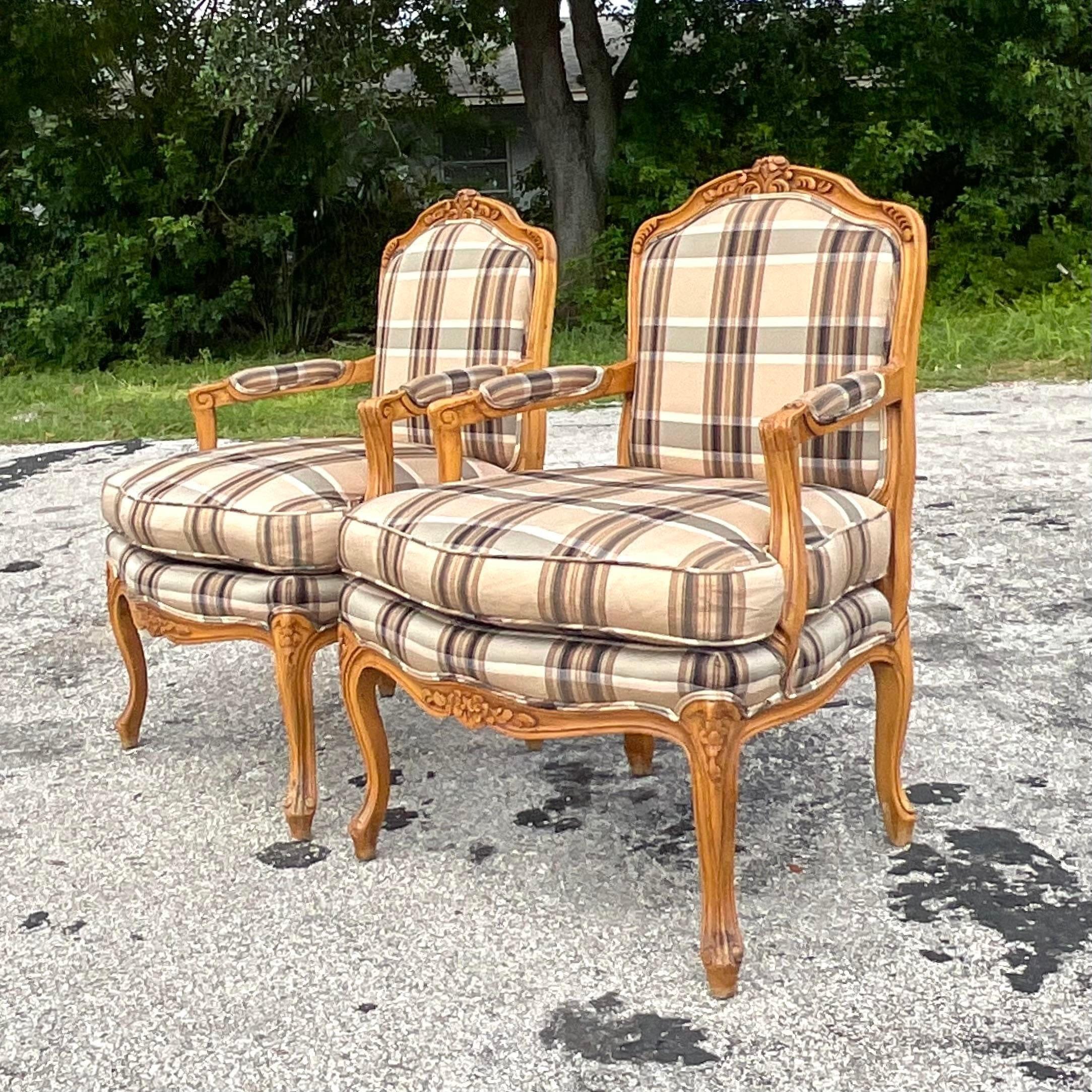 Vintage Regency Baker Furniture Bergere Chairs - a Pair 2