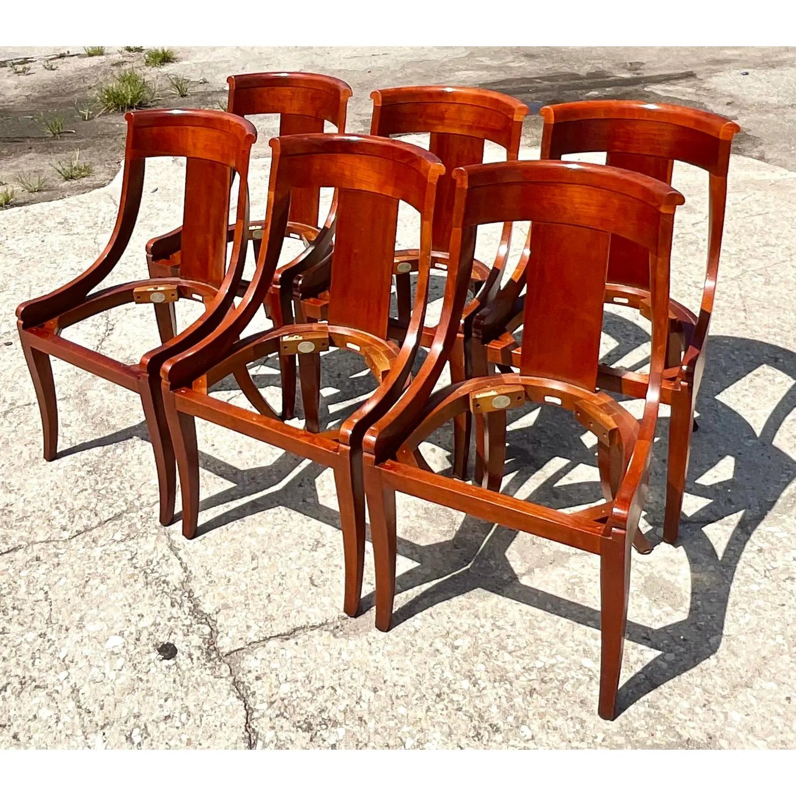 Vintage Regency Baker Furniture Gondola Dining Chairs, Set of Six 5