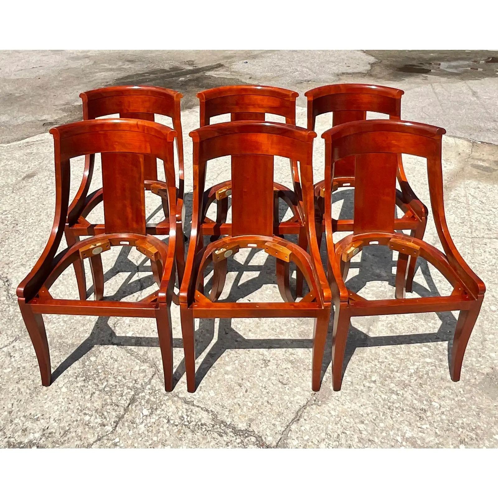 20th Century Vintage Regency Baker Furniture Gondola Dining Chairs, Set of Six
