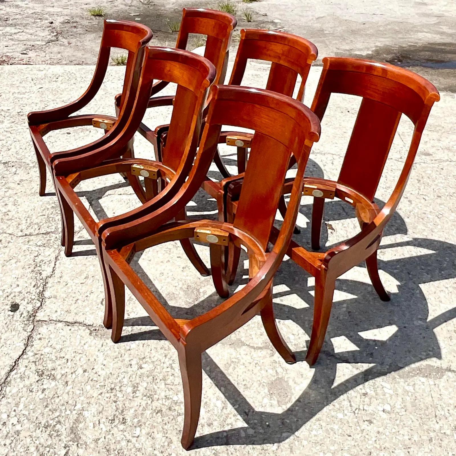 Vintage Regency Baker Furniture Gondola Dining Chairs, Set of Six 1