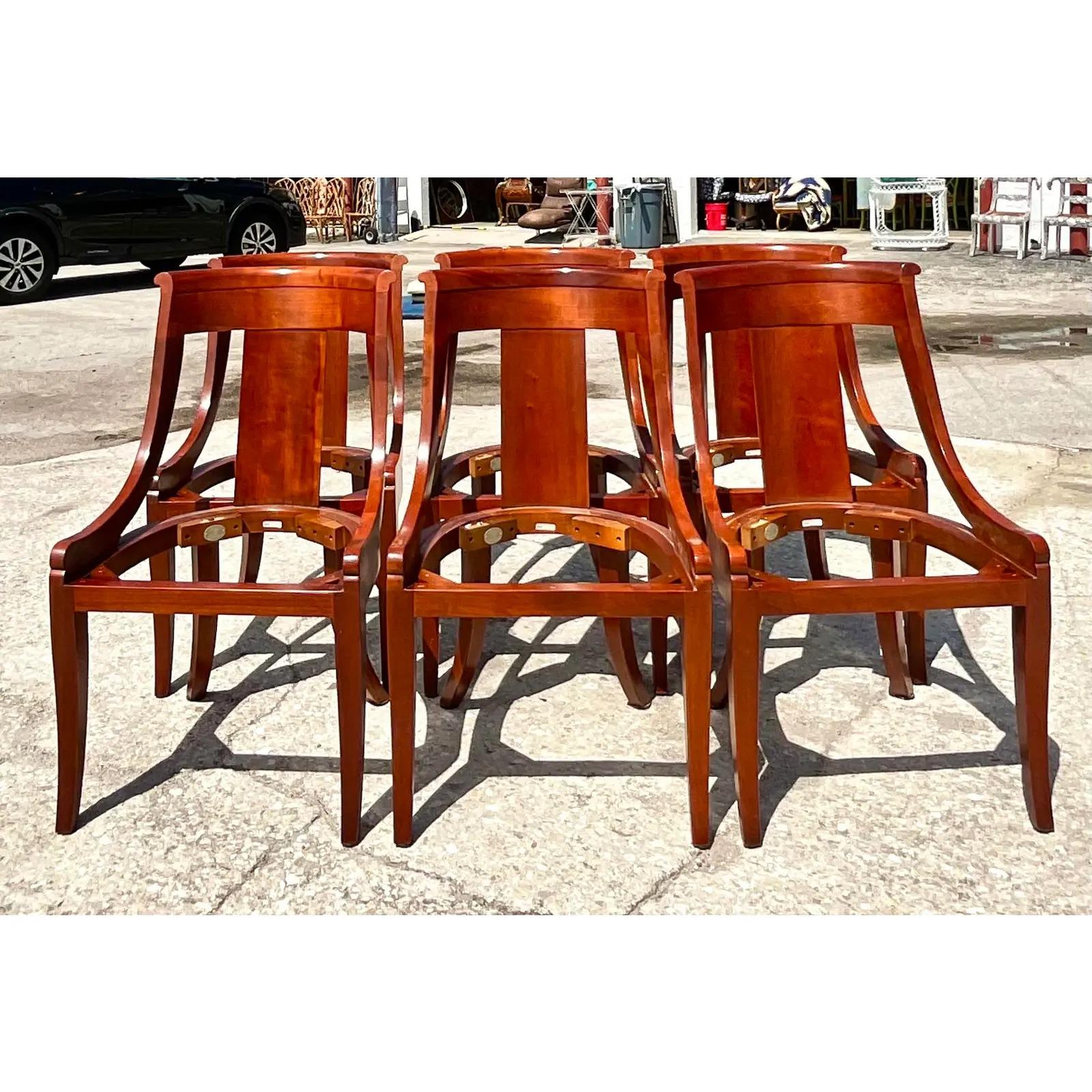 Vintage Regency Baker Furniture Gondola Dining Chairs, Set of Six 2