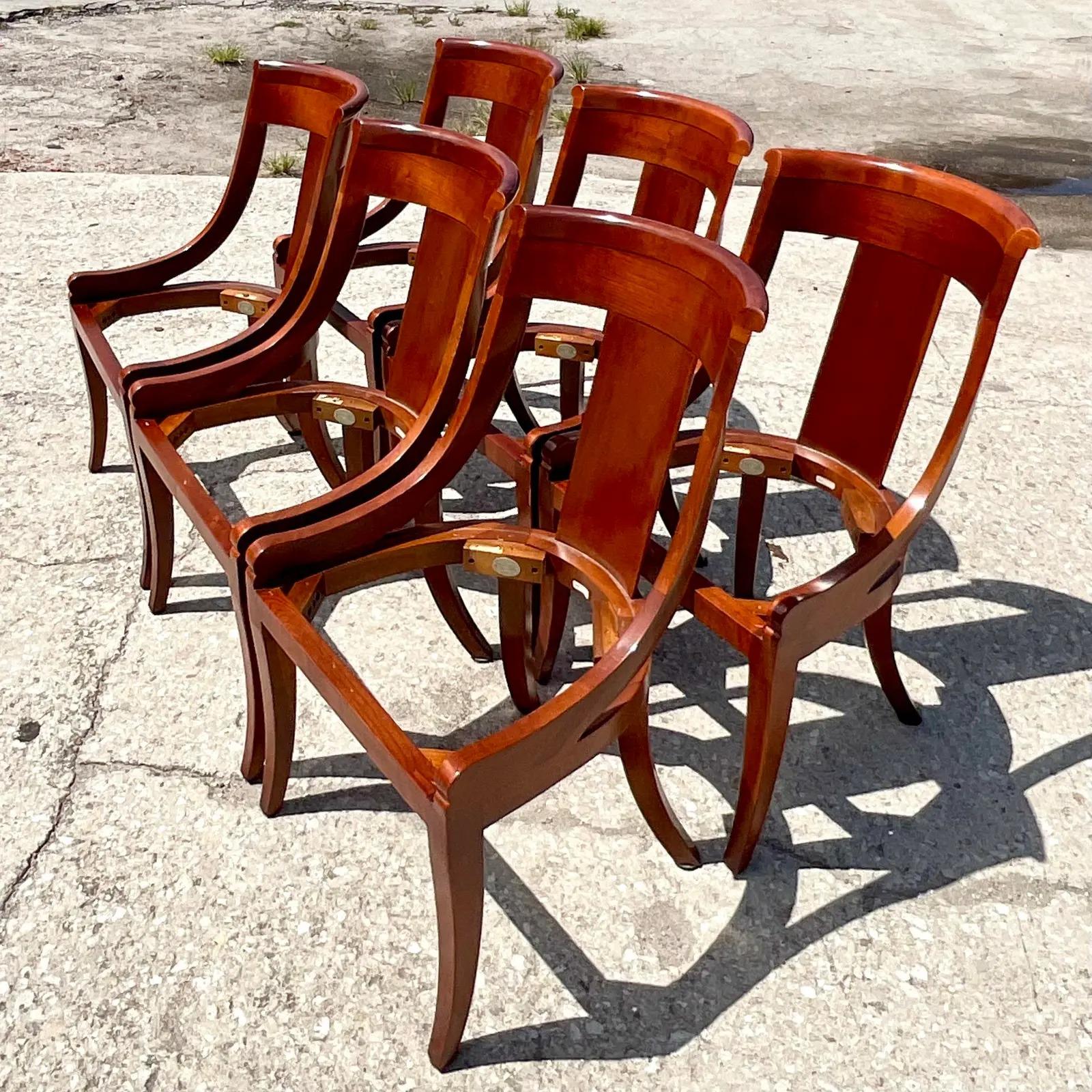 Vintage Regency Baker Furniture Gondola Dining Chairs, Set of Six 3