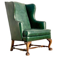 Vintage Regency Baker Leather Wingback Chair