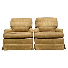 Vintage Regency Baker Roll Arm Lounge Chairs - a Pair