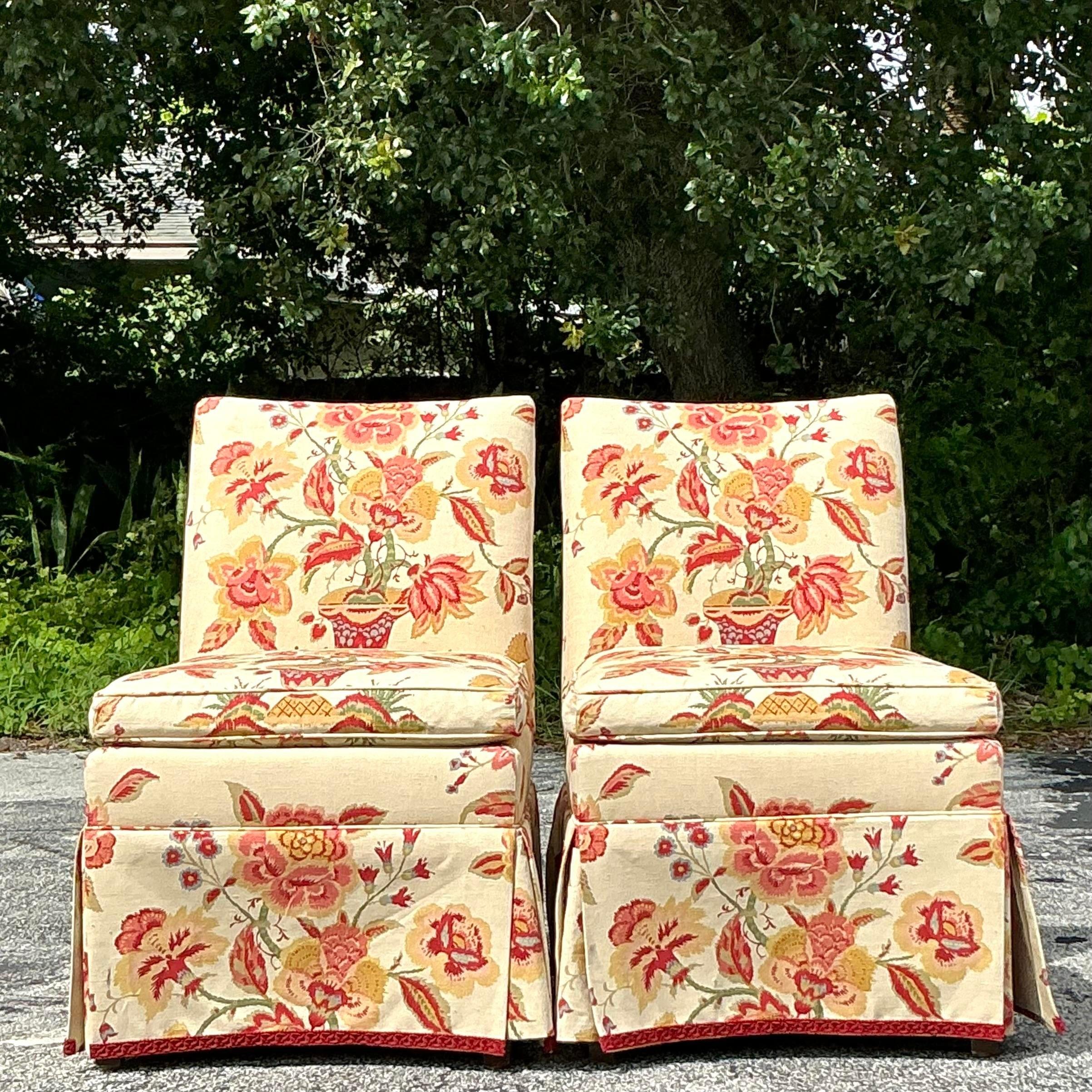 20th Century Vintage Regency Baker Slipper Chairs - a Pair