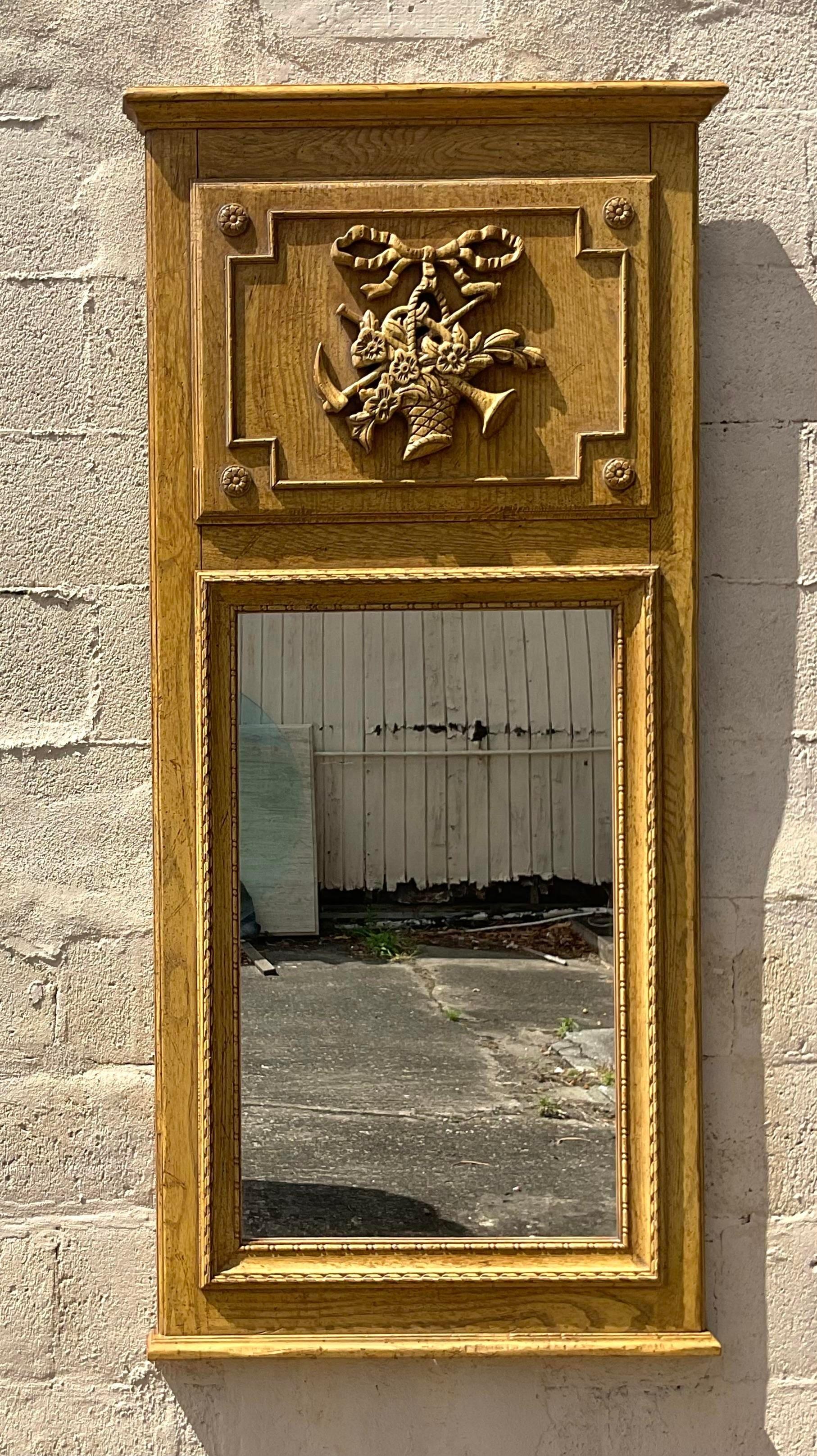 American Vintage Regency Baker Trumeau Mirror For Sale
