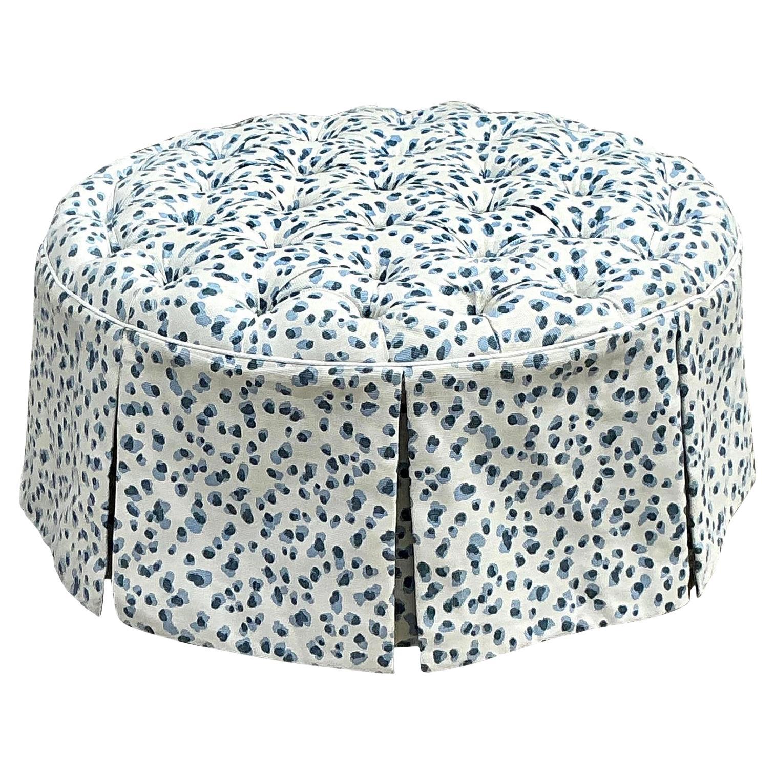 Vintage Regency Ballard Design Hayes 37 Tufted Ottoman