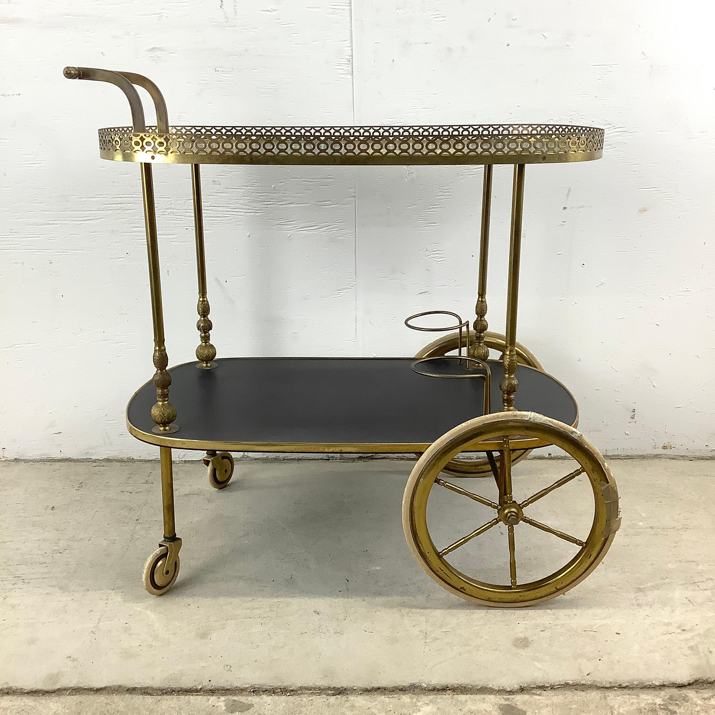 Unknown Vintage Regency Bar Cart or Tea Cart