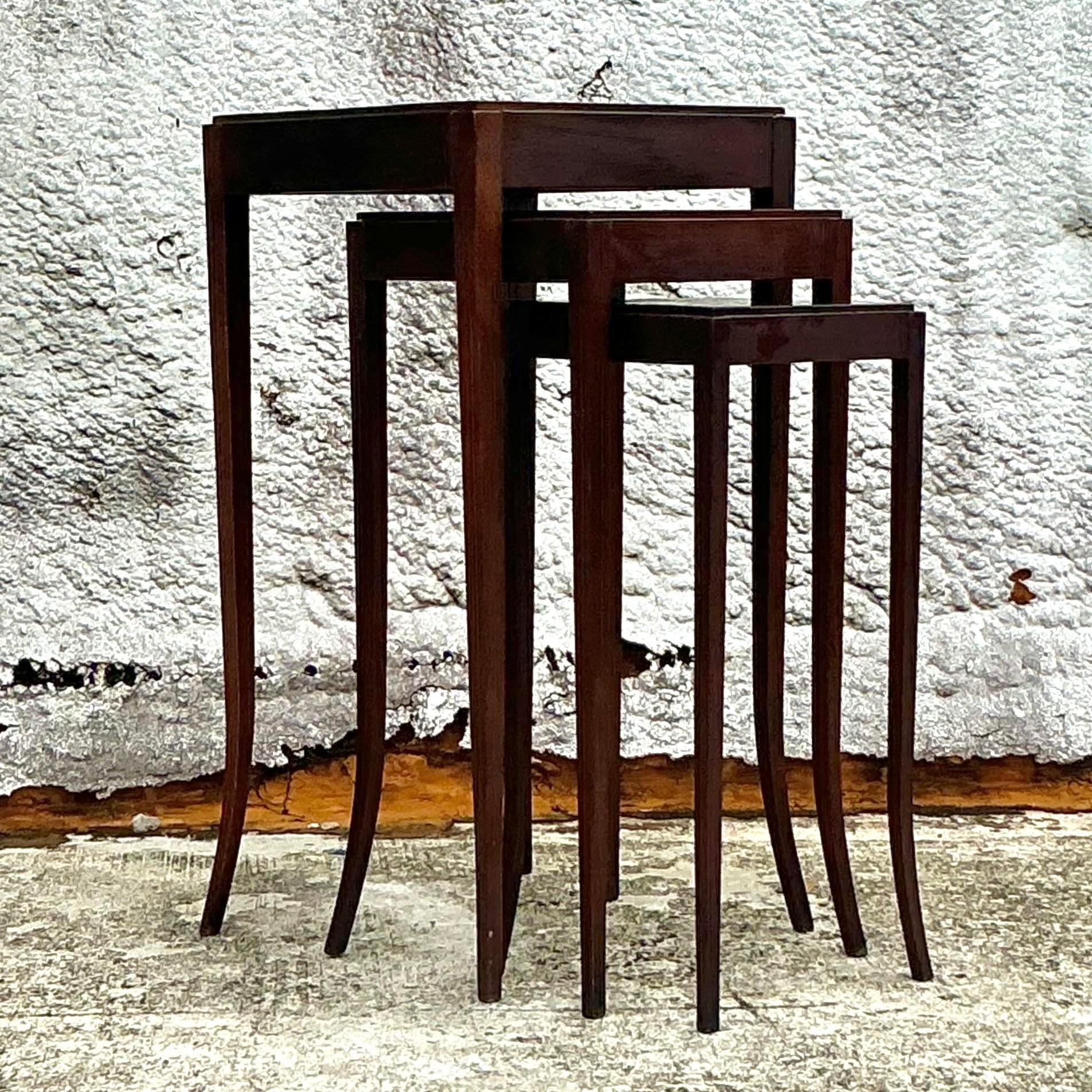 Vintage Regency Barbara Barry for Baker Nesting Tables - Set of 3 In Good Condition In West Palm Beach, FL