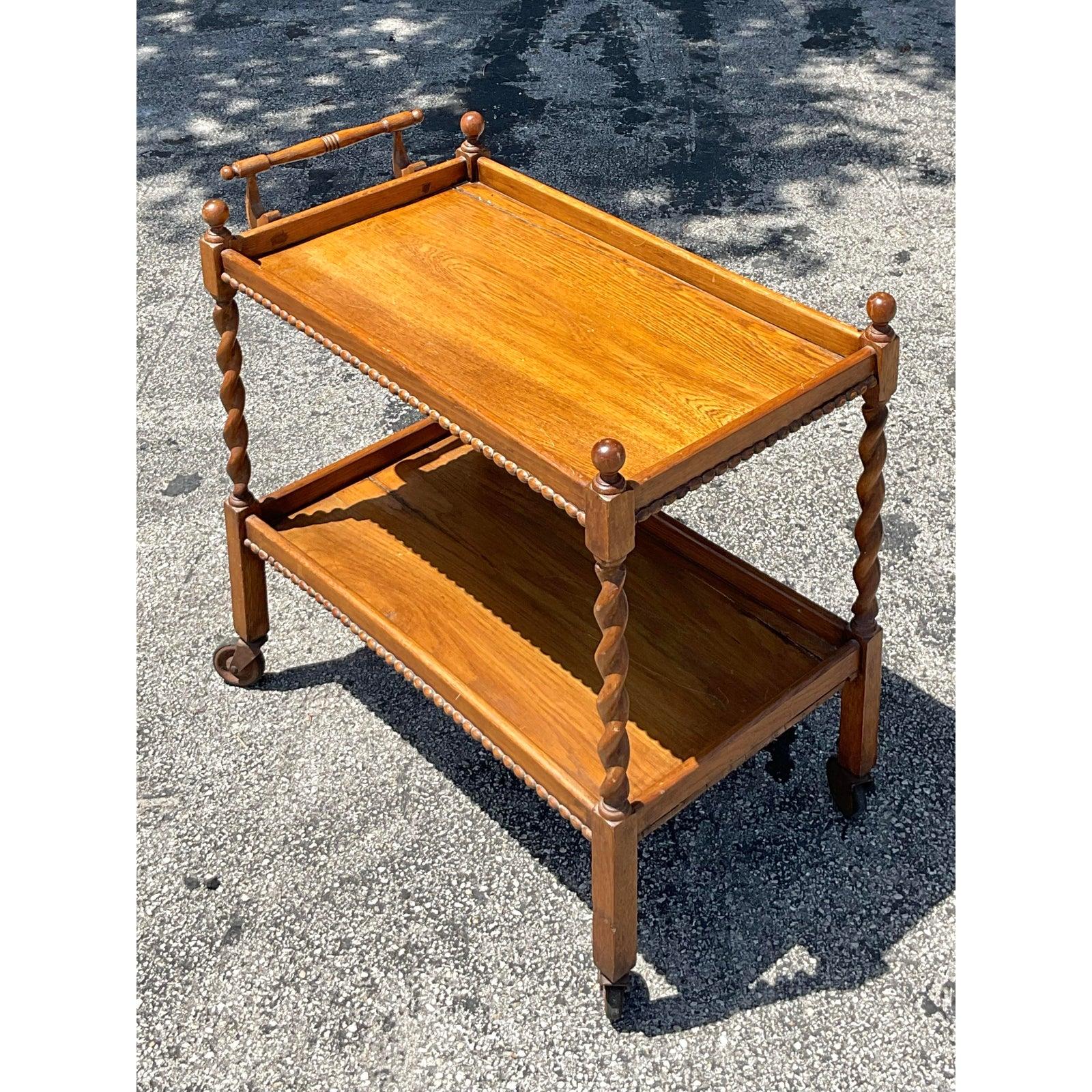 Barwagen im Regency-Stil mit Barley Twist-Druck (amerikanisch) im Angebot