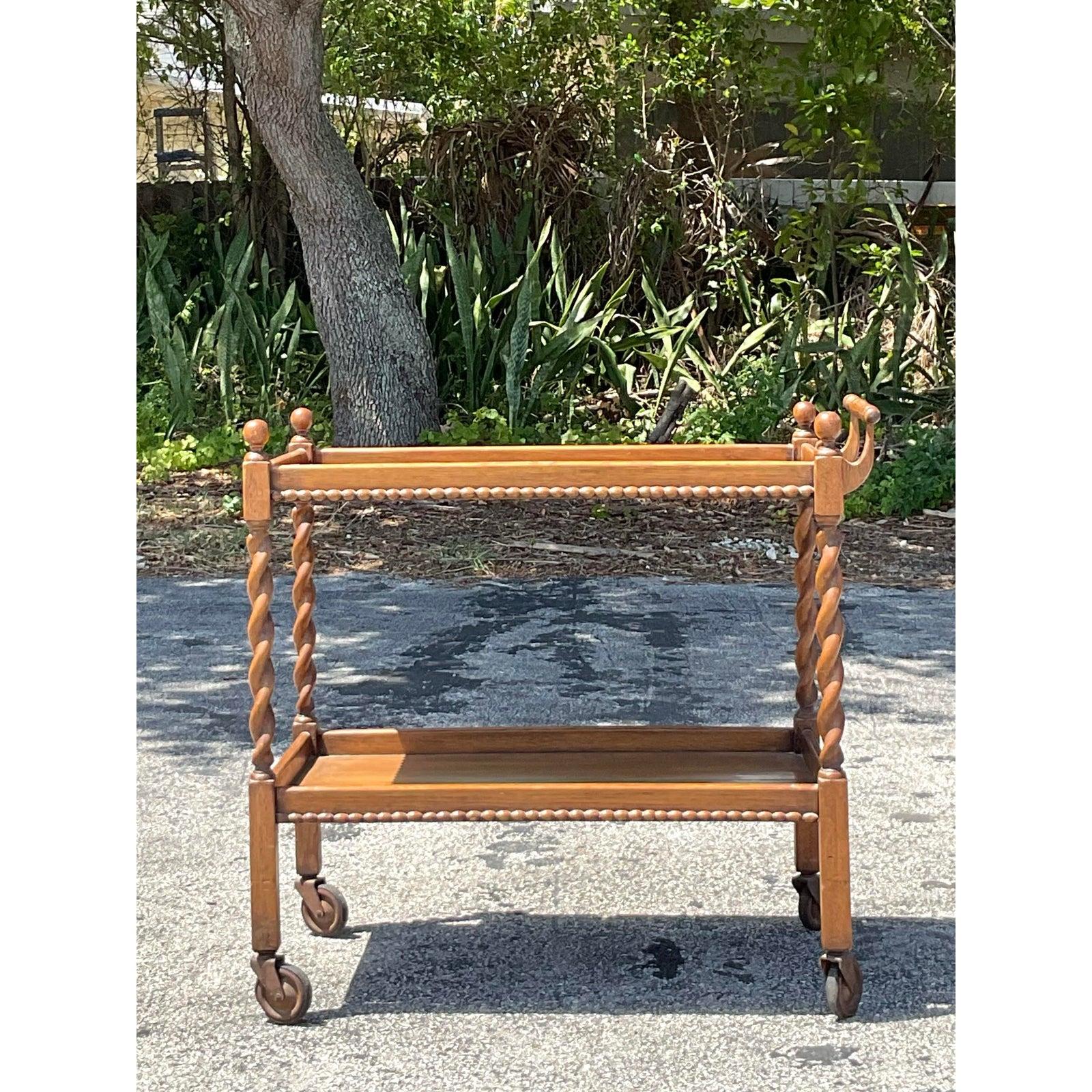 Barwagen im Regency-Stil mit Barley Twist-Druck im Zustand „Gut“ im Angebot in west palm beach, FL