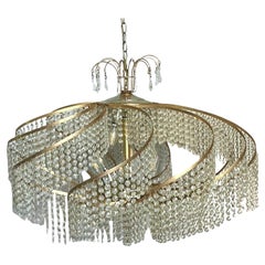 Lampadario a vortice in cristallo belga Vintage Regency