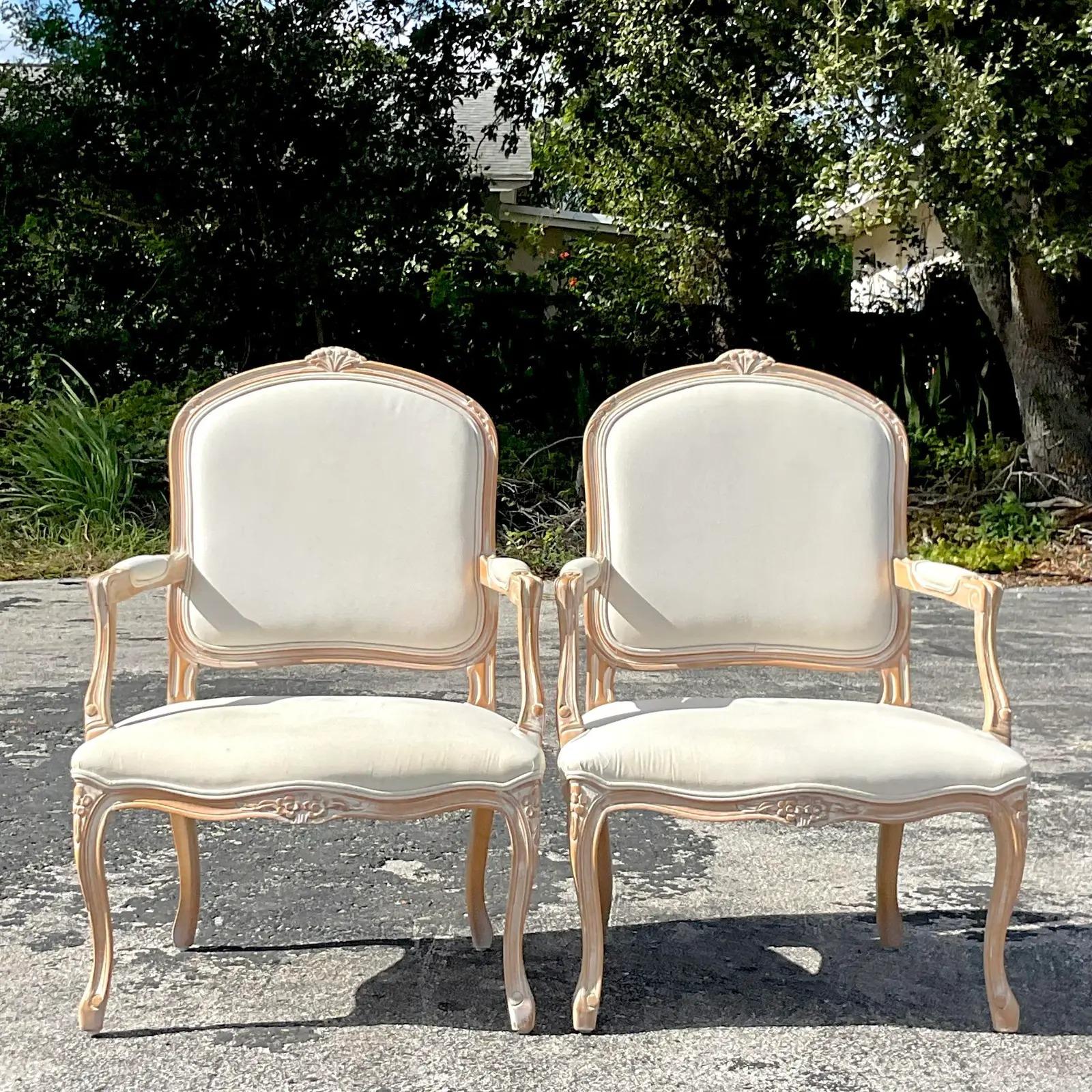 Vintage Regency Bergere Chairs - A Pair In Good Condition For Sale In west palm beach, FL
