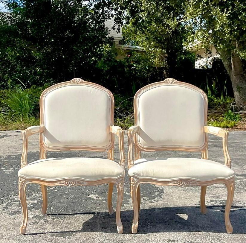 20th Century Vintage Regency Bergere Chairs - a Pair