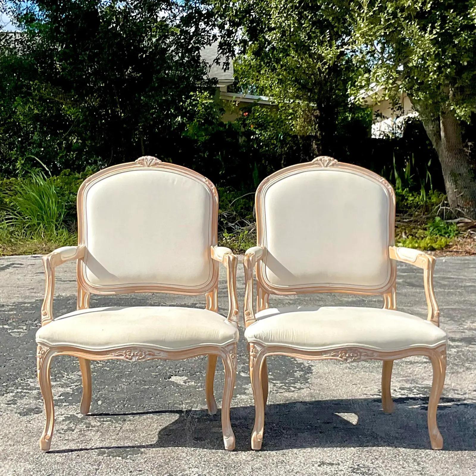 Vintage Regency Bergere Chairs - A Pair For Sale 1