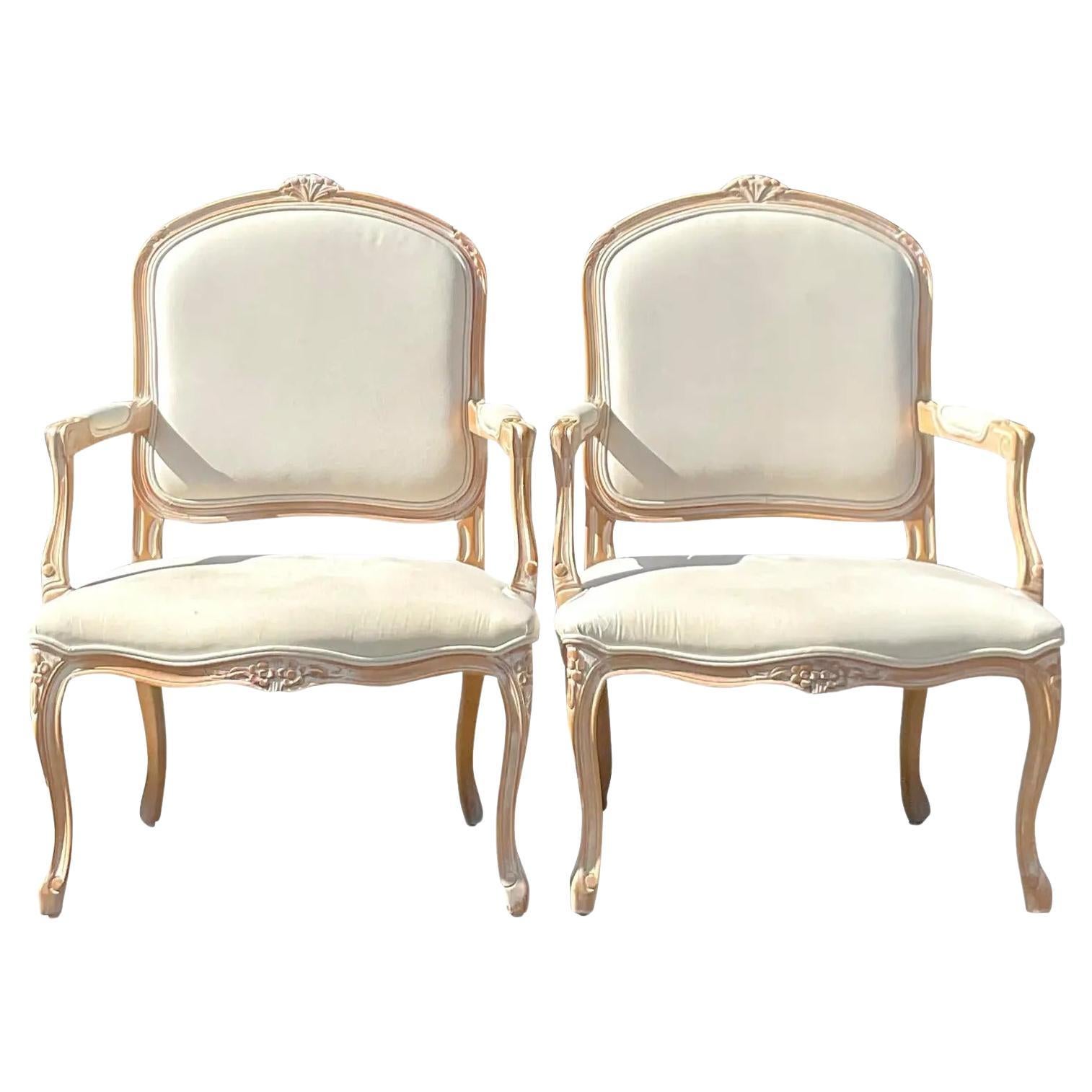 Vintage Regency Bergere Chairs - A Pair