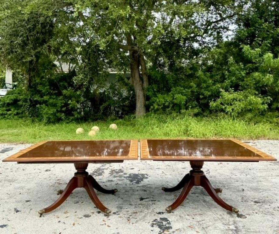 American Vintage Regency Birdseye and Mahogany Square Dining Tables - a Pair For Sale