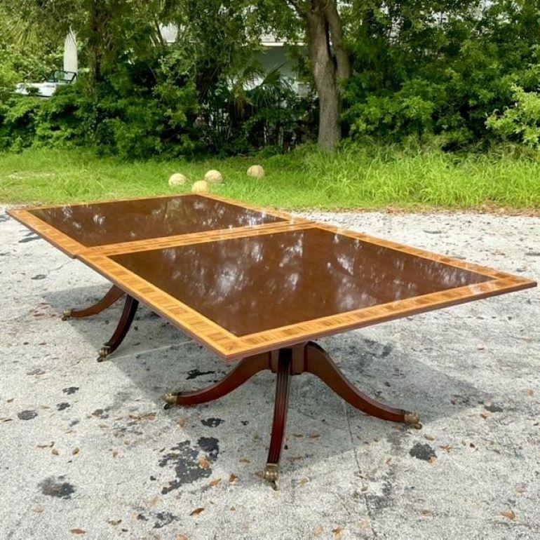 Vintage Regency Birdseye and Mahogany Square Dining Tables - a Pair In Good Condition For Sale In west palm beach, FL