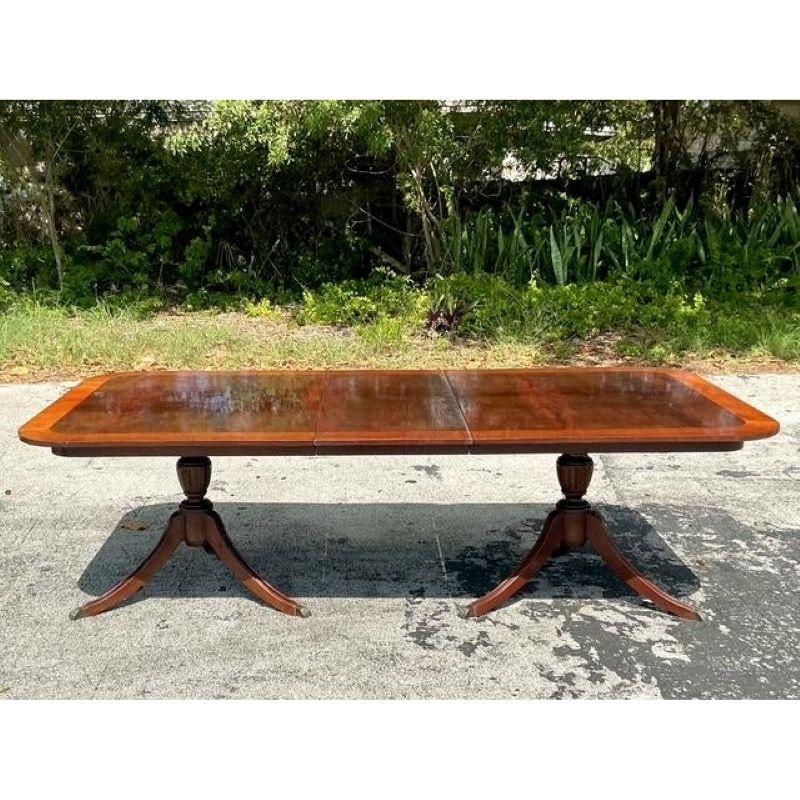 Vintage Regency Birdseye Extendable Duncan Phyfe Dining Table For Sale 7