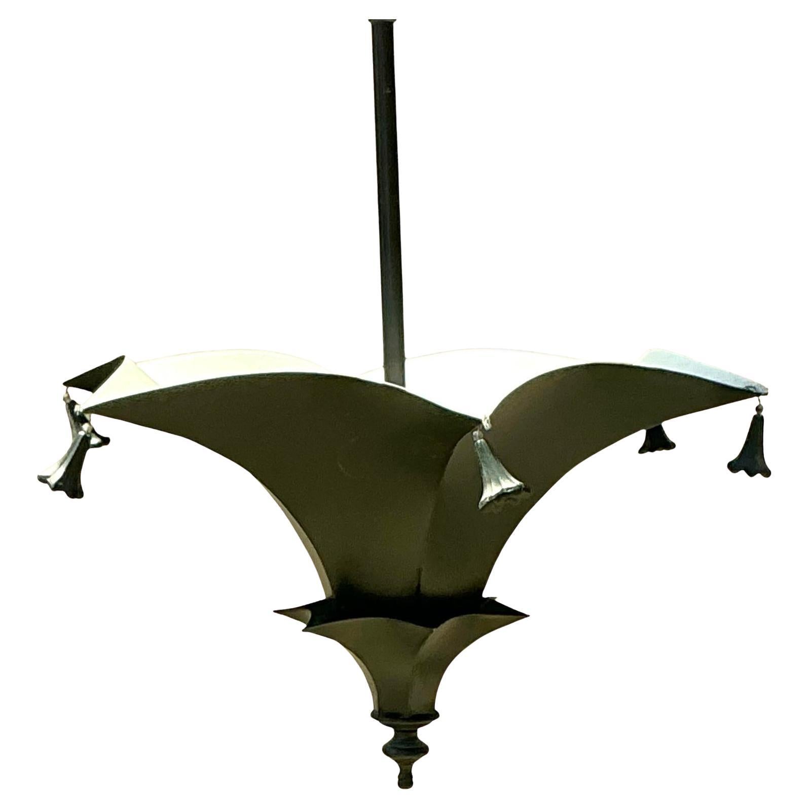 Vintage Regency Black Pagoda Pendant Lamp