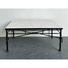 Vintage Regency Black Wrought Iron Coffee Table