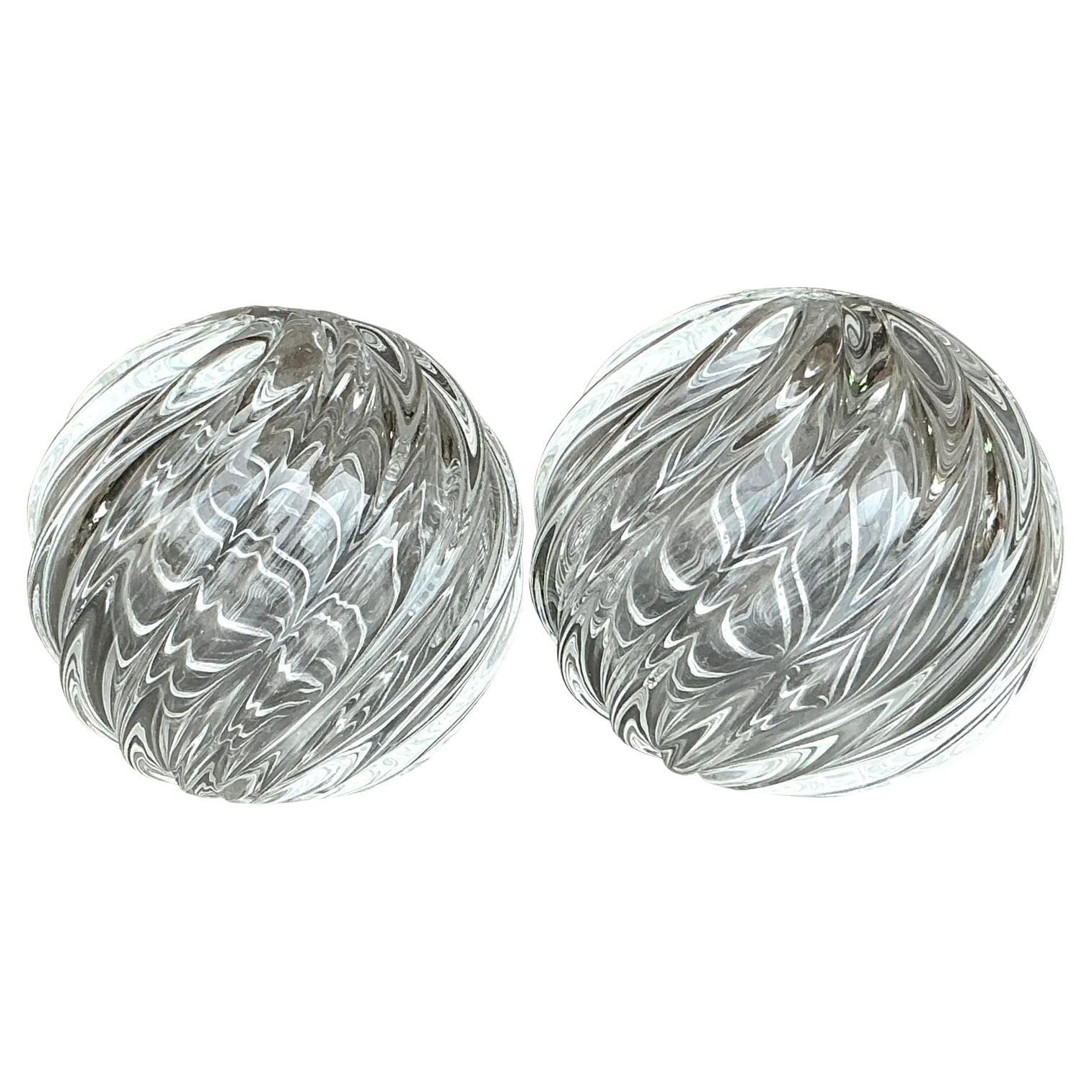 Sfera a vortice in vetro soffiato vintage Regency - Una coppia
