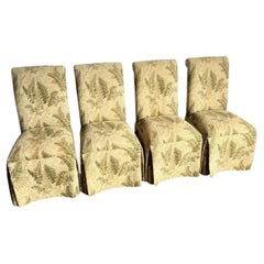 Chaises de salle à manger Parsons Vintage Regency Boho Green Foliage Skirted - Set of 4