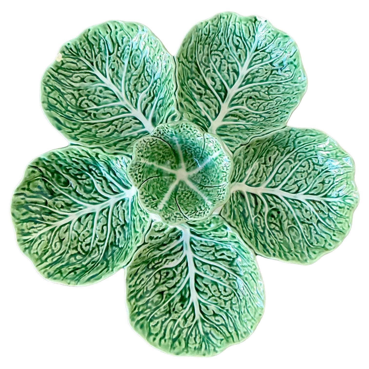 Vintage Regency Bordallo Pinheiro Cabbage Serving Tray For Sale
