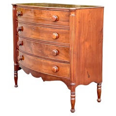 Vintage Regency Bow Front English Mahogany Chest of Drawers