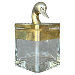 Boîte en laiton et verre Vintage Regency