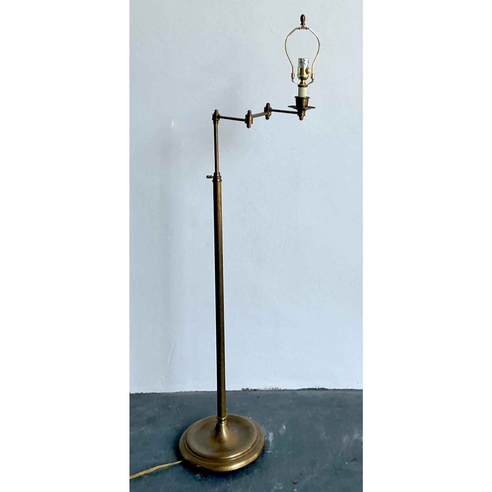 Vintage Regency Brass Articulated Floor Lamp For Sale at 1stDibs