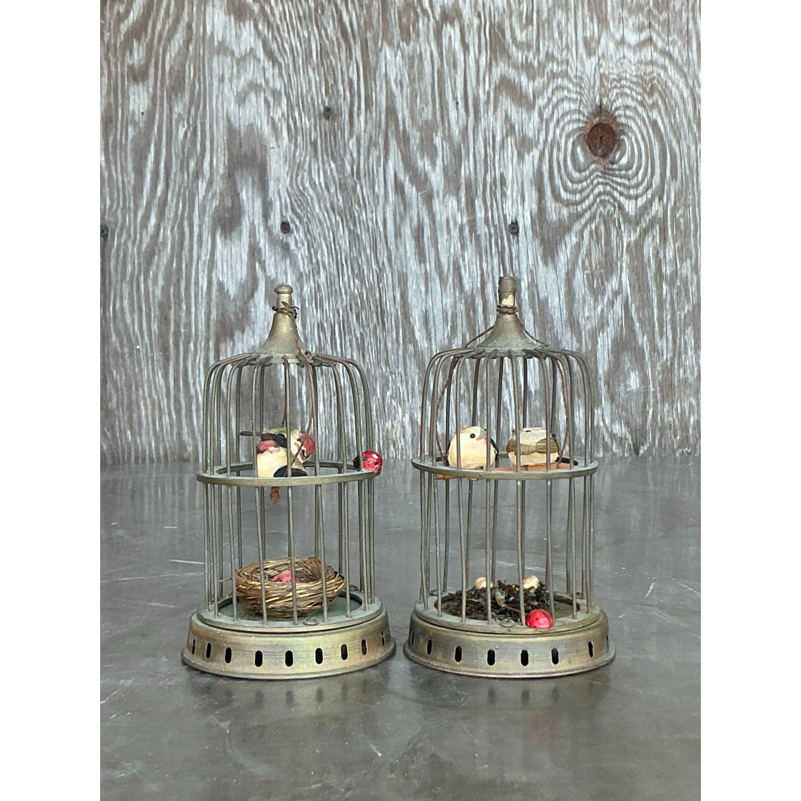 Hollywood Regency Vintage Regency Brass Birdcages - A Pair For Sale